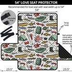 Fishing Equipment Pattern Print Loveseat Protector