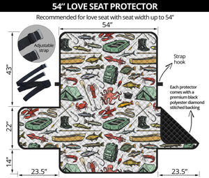 Fishing Equipment Pattern Print Loveseat Protector