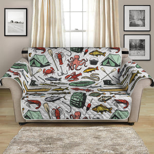 Fishing Equipment Pattern Print Loveseat Protector