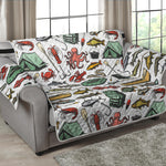 Fishing Equipment Pattern Print Loveseat Protector