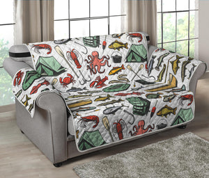 Fishing Equipment Pattern Print Loveseat Protector