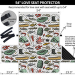 Fishing Equipment Pattern Print Loveseat Protector