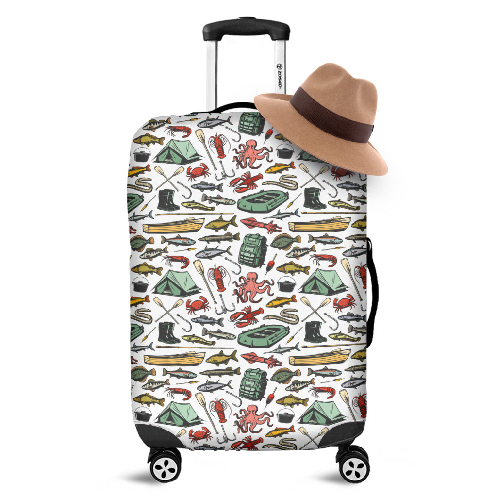 Fishing Equipment Pattern Print Luggage Cover