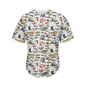 Fishing Equipment Pattern Print Men's Baseball Jersey