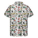 Fishing Equipment Pattern Print Men's Short Sleeve Shirt