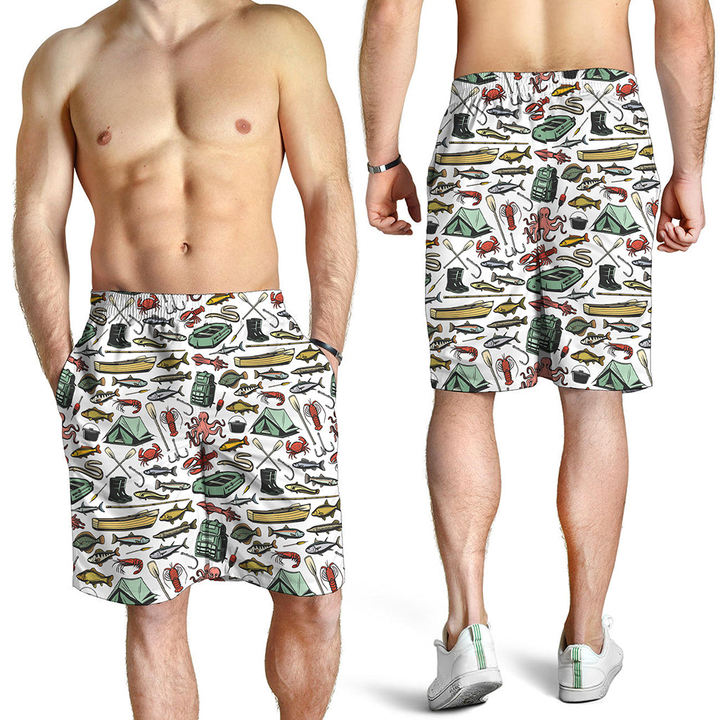 Fishing Equipment Pattern Print Men's Shorts