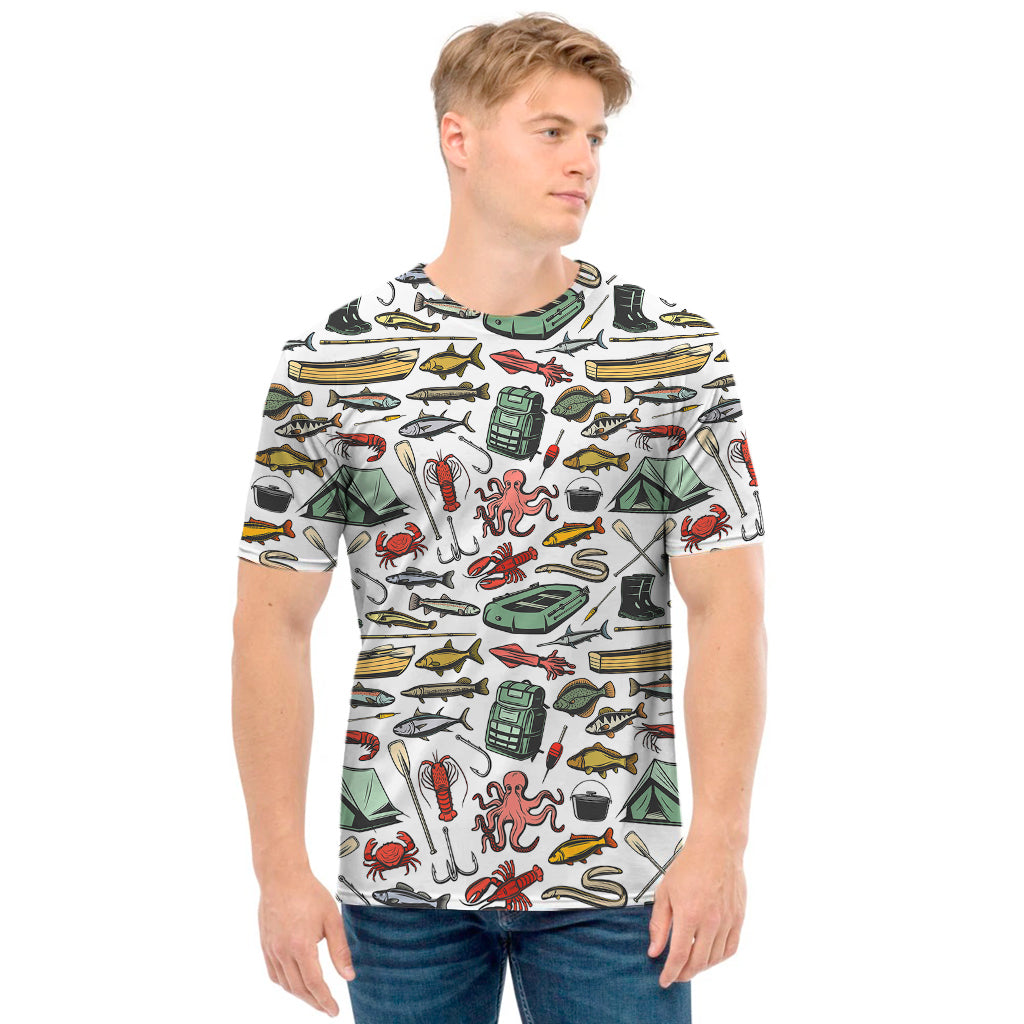 Fishing Equipment Pattern Print Men's T-Shirt