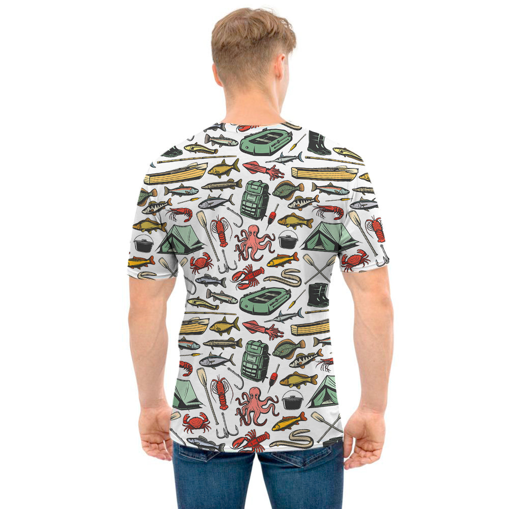 Fishing Equipment Pattern Print Men's T-Shirt