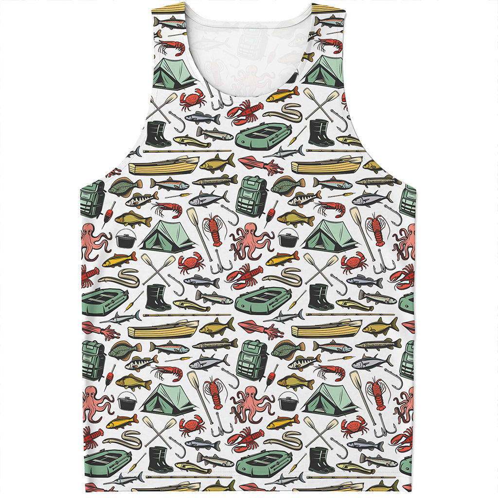 Fishing Equipment Pattern Print Men's Tank Top