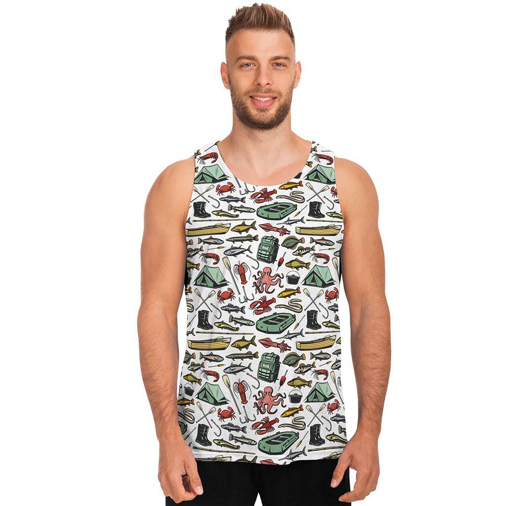 Fishing Equipment Pattern Print Men's Tank Top