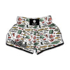 Fishing Equipment Pattern Print Muay Thai Boxing Shorts