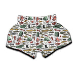 Fishing Equipment Pattern Print Muay Thai Boxing Shorts