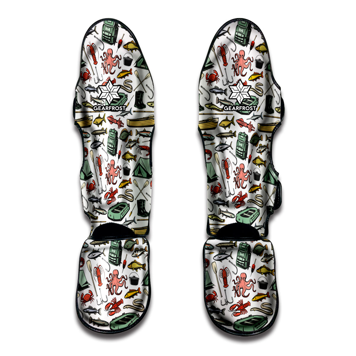 Fishing Equipment Pattern Print Muay Thai Shin Guard