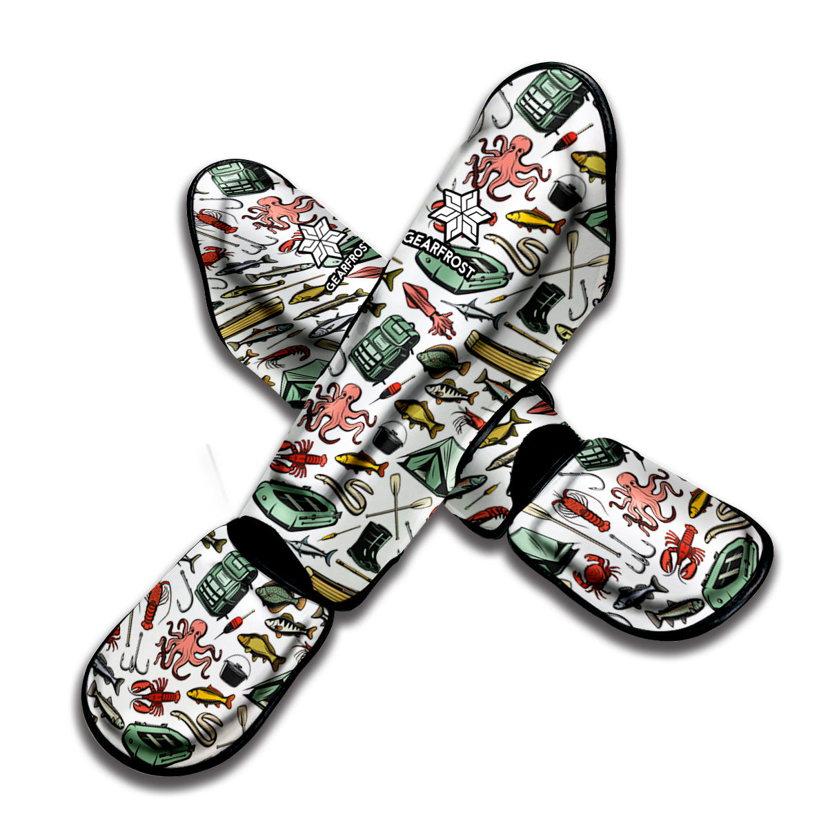 Fishing Equipment Pattern Print Muay Thai Shin Guard