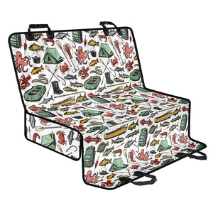 Fishing Equipment Pattern Print Pet Car Back Seat Cover