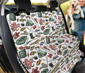 Fishing Equipment Pattern Print Pet Car Back Seat Cover