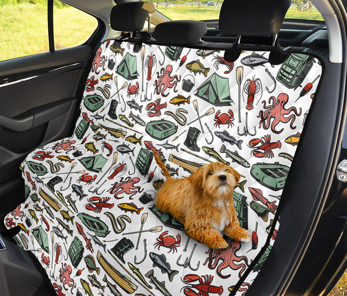 Fishing Equipment Pattern Print Pet Car Back Seat Cover