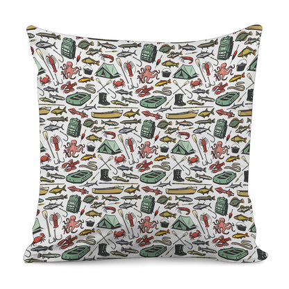 Fishing Equipment Pattern Print Pillow Cover