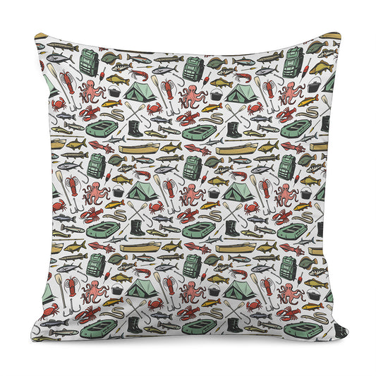 Fishing Equipment Pattern Print Pillow Cover
