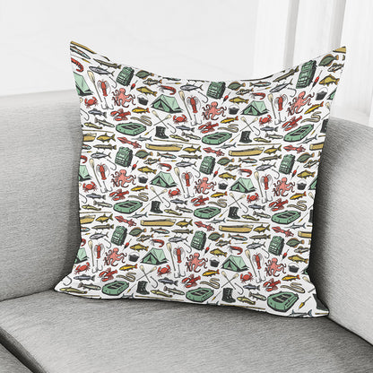 Fishing Equipment Pattern Print Pillow Cover
