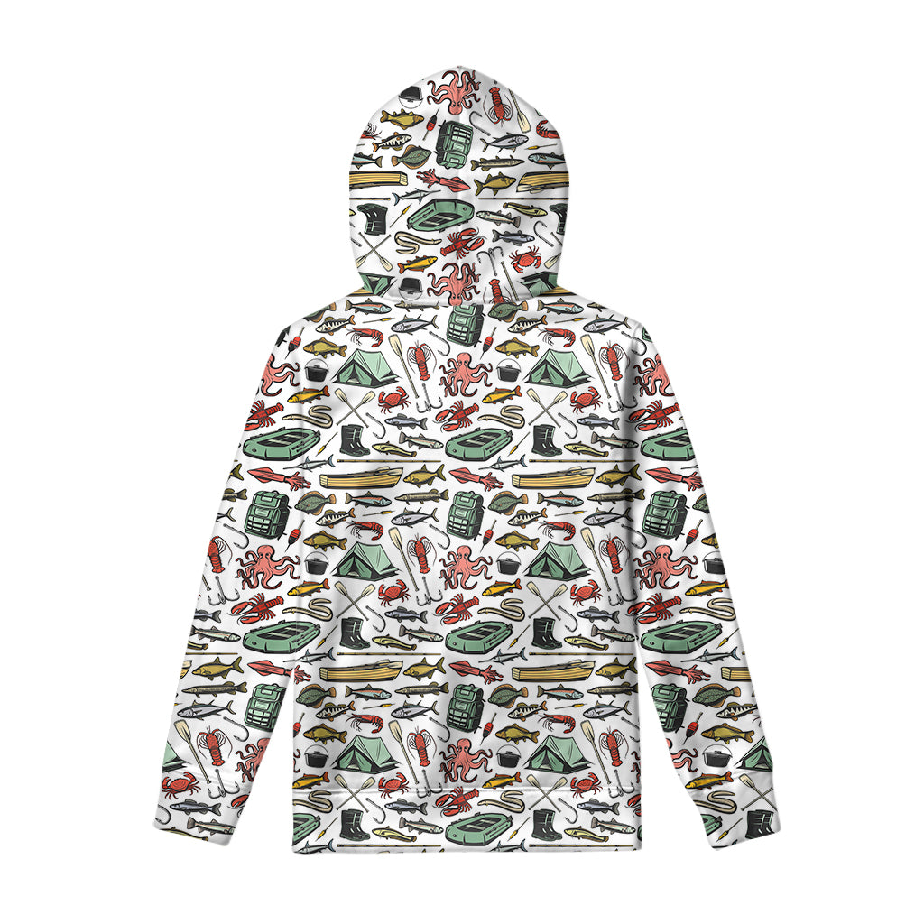 Fishing Equipment Pattern Print Pullover Hoodie