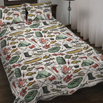 Fishing Equipment Pattern Print Quilt Bed Set
