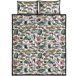 Fishing Equipment Pattern Print Quilt Bed Set