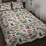 Fishing Equipment Pattern Print Quilt Bed Set