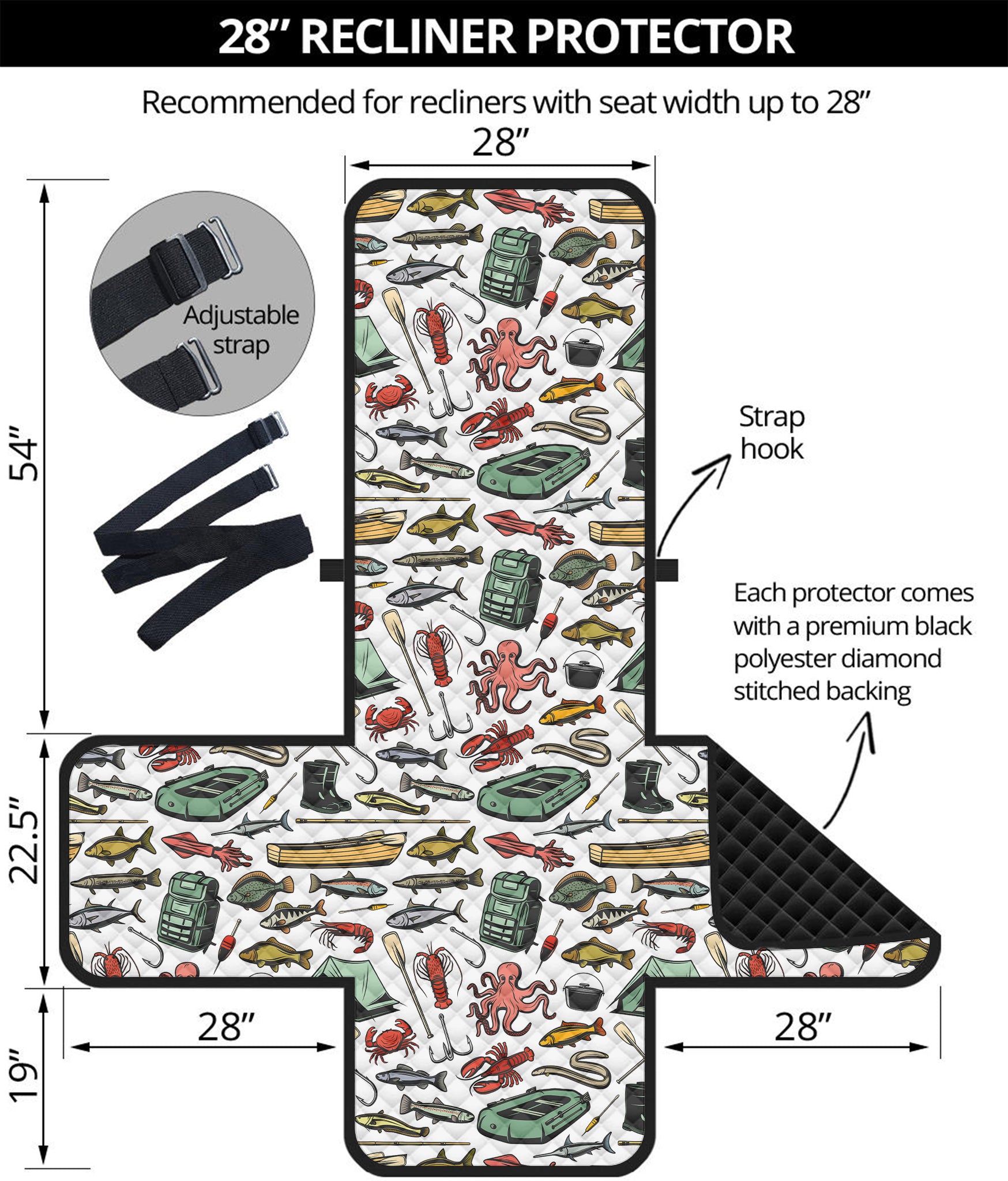 Fishing Equipment Pattern Print Recliner Protector