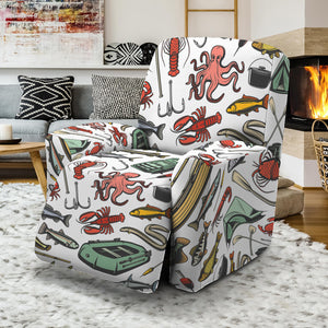 Fishing Equipment Pattern Print Recliner Slipcover