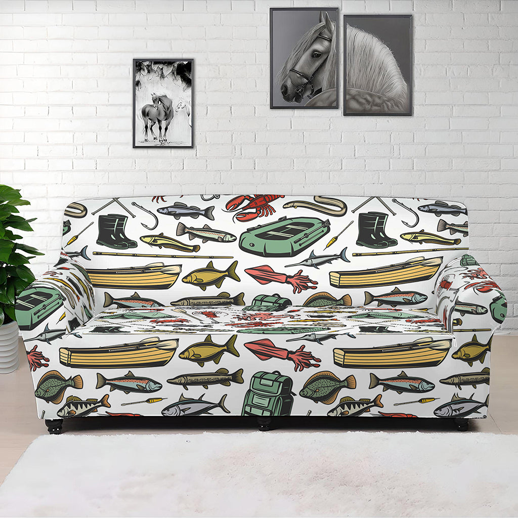 Fishing Equipment Pattern Print Sofa Cover