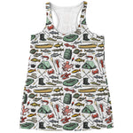 Fishing Equipment Pattern Print Women's Racerback Tank Top