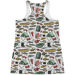 Fishing Equipment Pattern Print Women's Racerback Tank Top