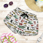 Fishing Equipment Pattern Print Women's Shorts