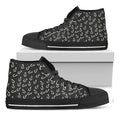 Fishing Hooks Pattern Print Black High Top Sneakers
