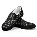 Fishing Hooks Pattern Print Black Slip On Sneakers