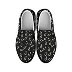 Fishing Hooks Pattern Print Black Slip On Shoes