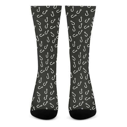 Fishing Hooks Pattern Print Crew Socks
