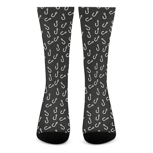 Fishing Hooks Pattern Print Crew Socks
