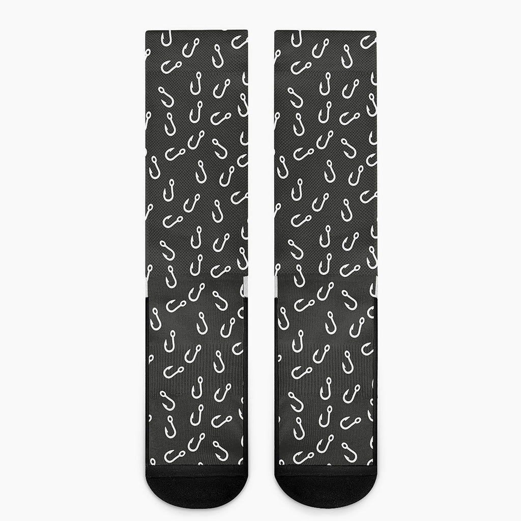 Fishing Hooks Pattern Print Crew Socks