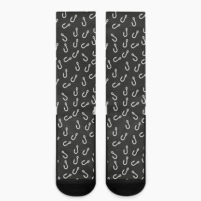 Fishing Hooks Pattern Print Crew Socks