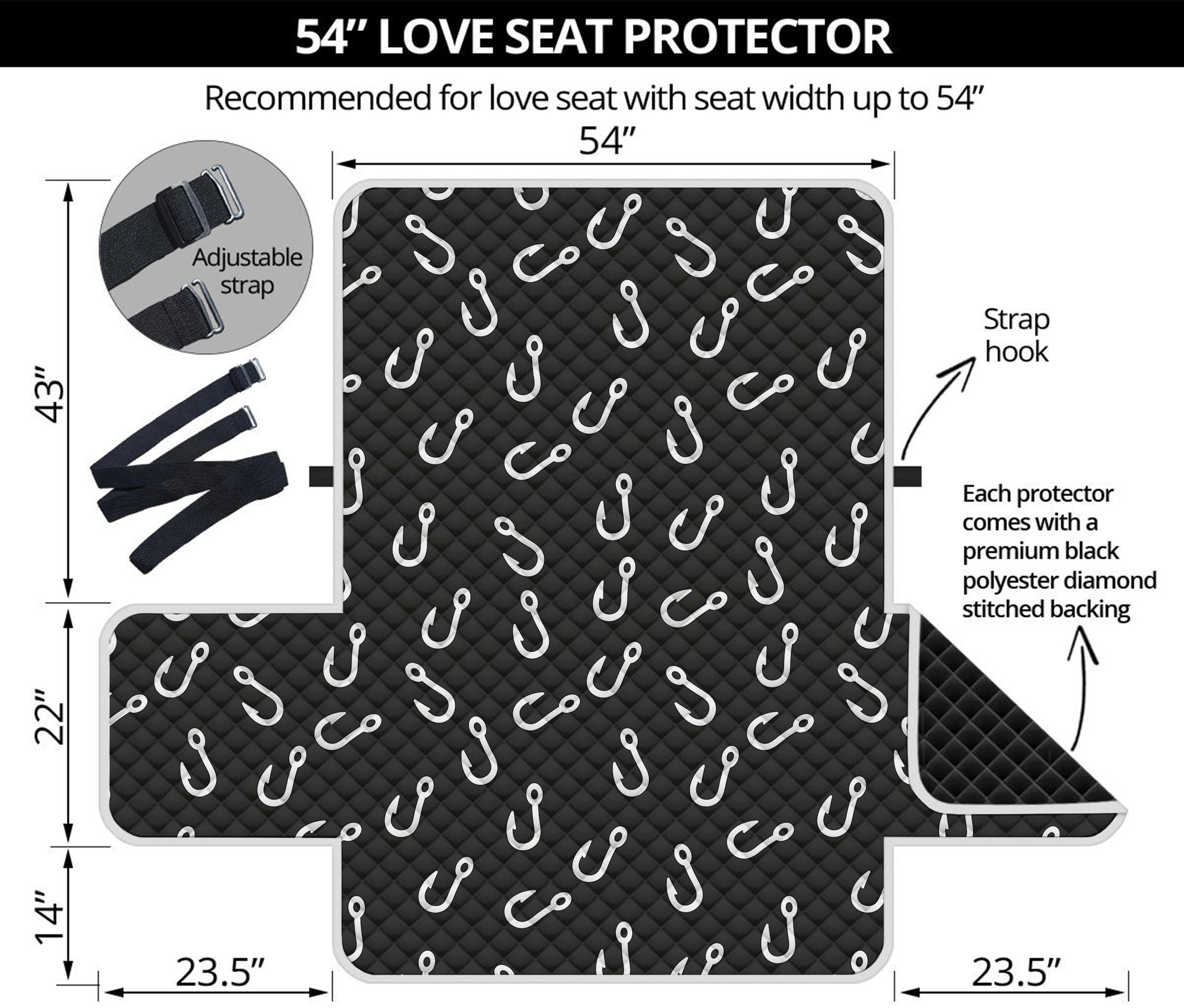 Fishing Hooks Pattern Print Loveseat Protector