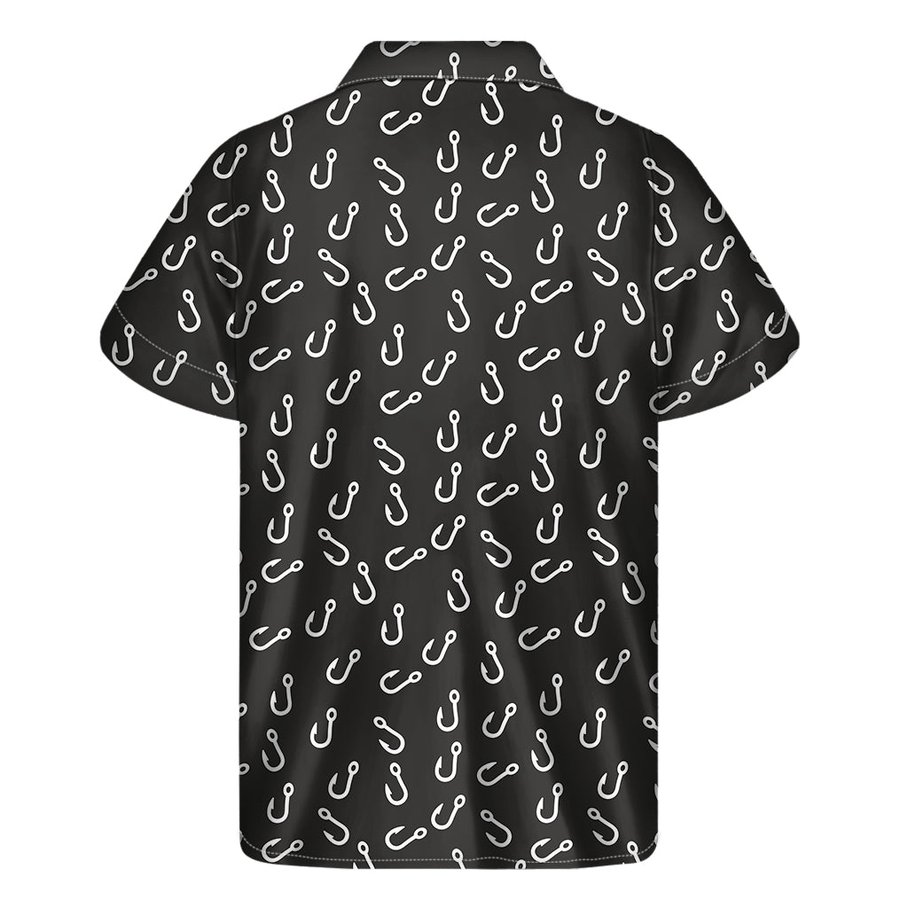 Fishing Hooks Pattern Print Men's Short Sleeve Shirt