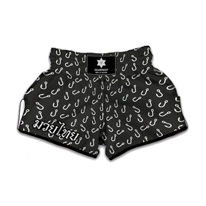 Fishing Hooks Pattern Print Muay Thai Boxing Shorts