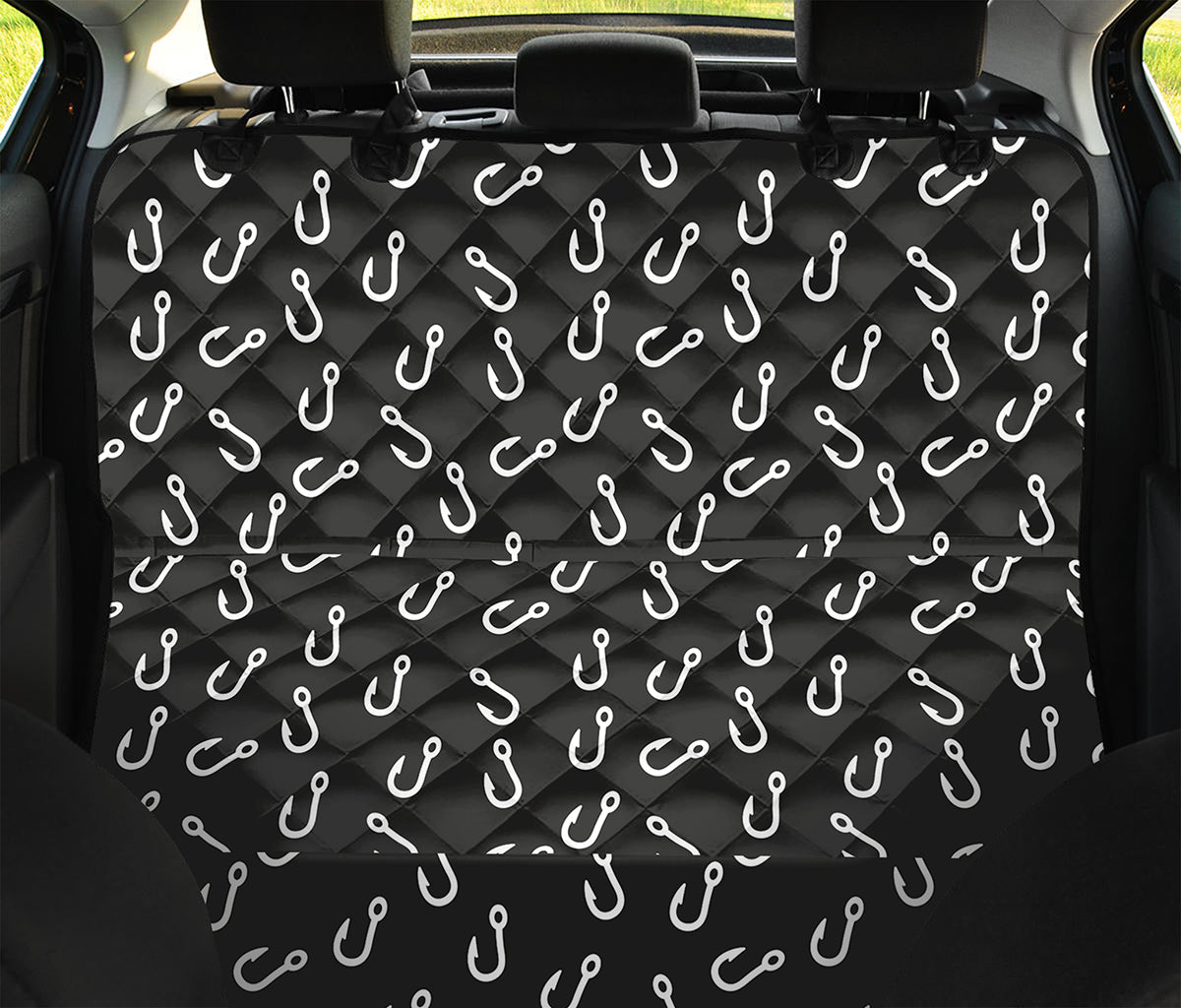 Fishing Hooks Pattern Print Pet Car Back Seat Cover