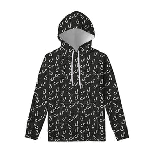 Fishing Hooks Pattern Print Pullover Hoodie