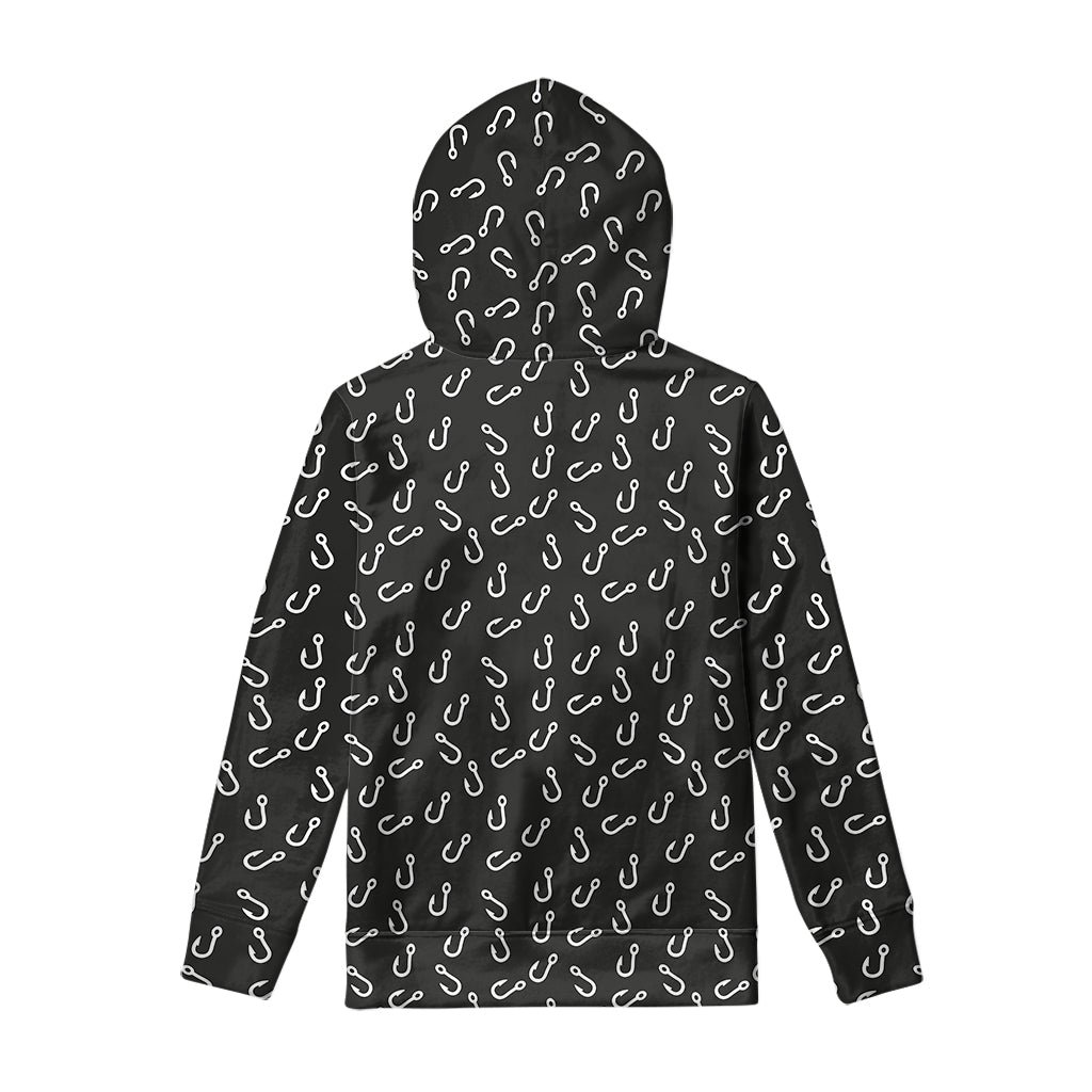 Fishing Hooks Pattern Print Pullover Hoodie