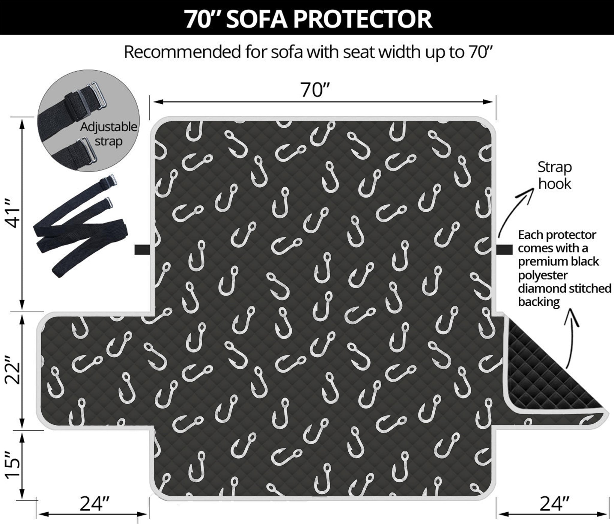 Fishing Hooks Pattern Print Sofa Protector