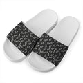 Fishing Hooks Pattern Print White Slide Sandals