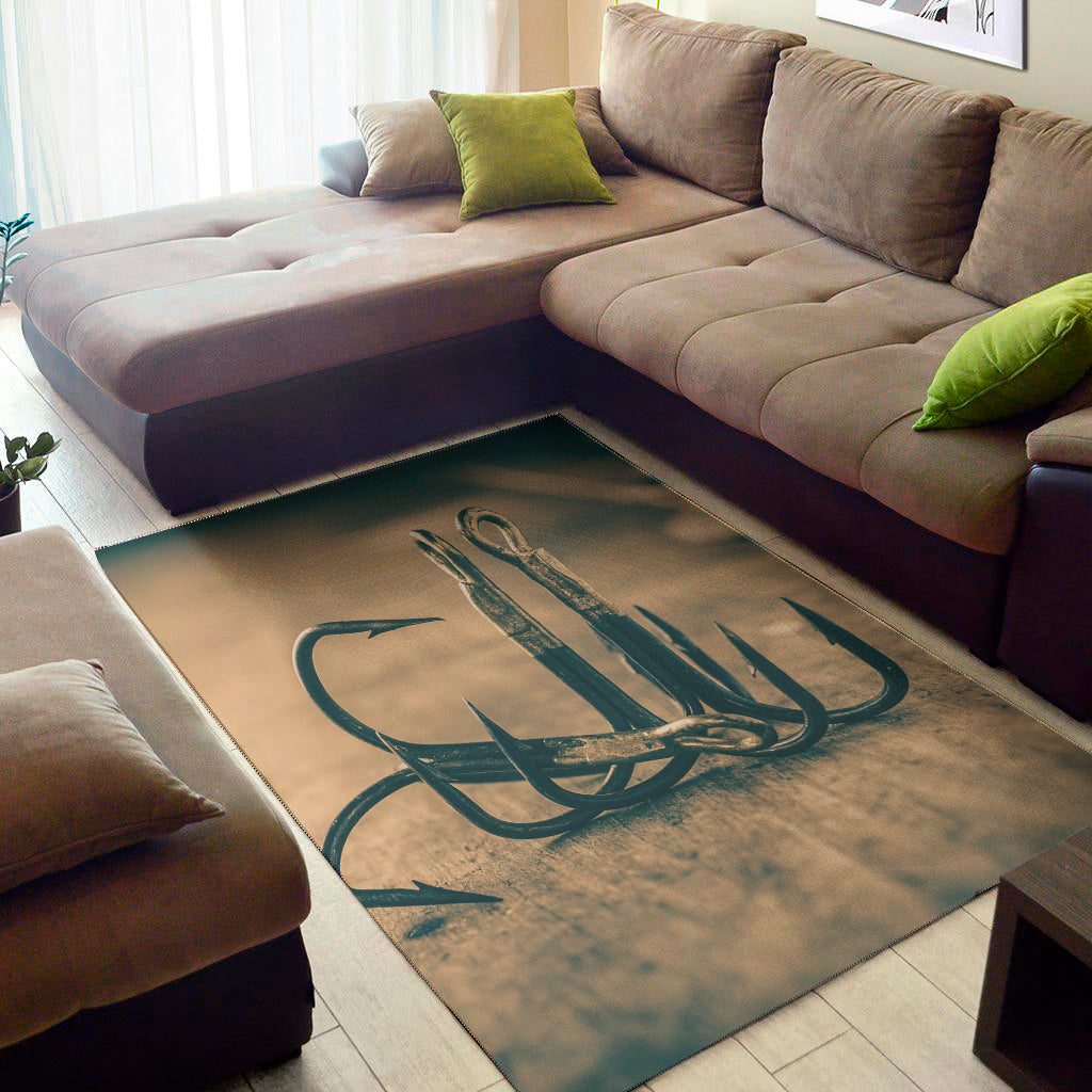 Fishing Hooks Print Area Rug